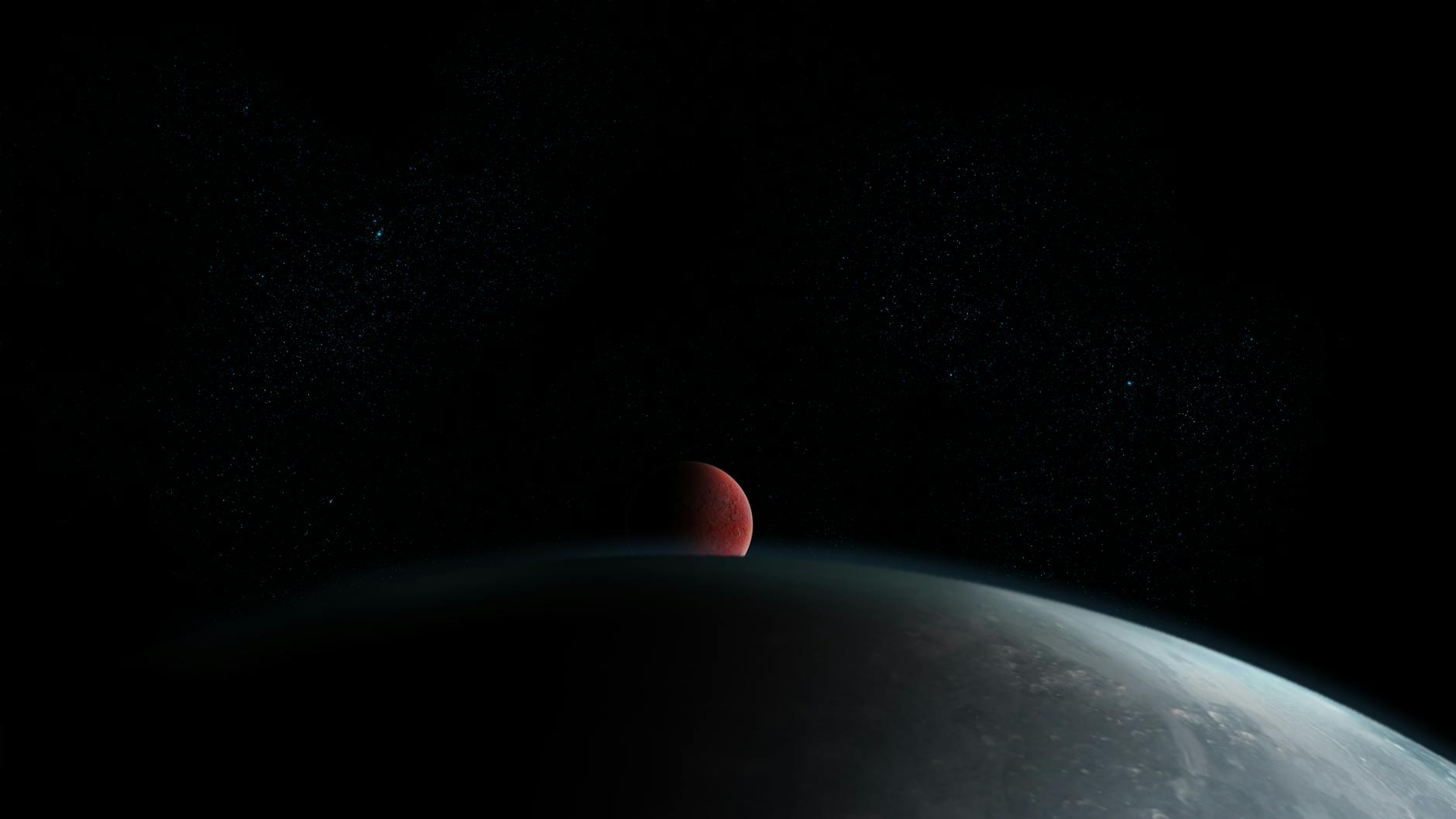 view of red planet from space